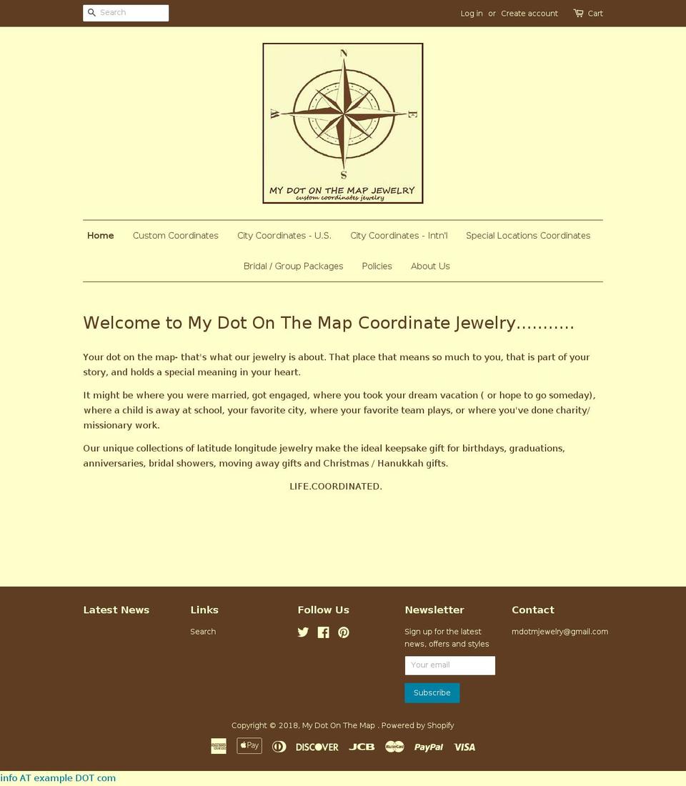 mydotonthemapshop.com shopify website screenshot
