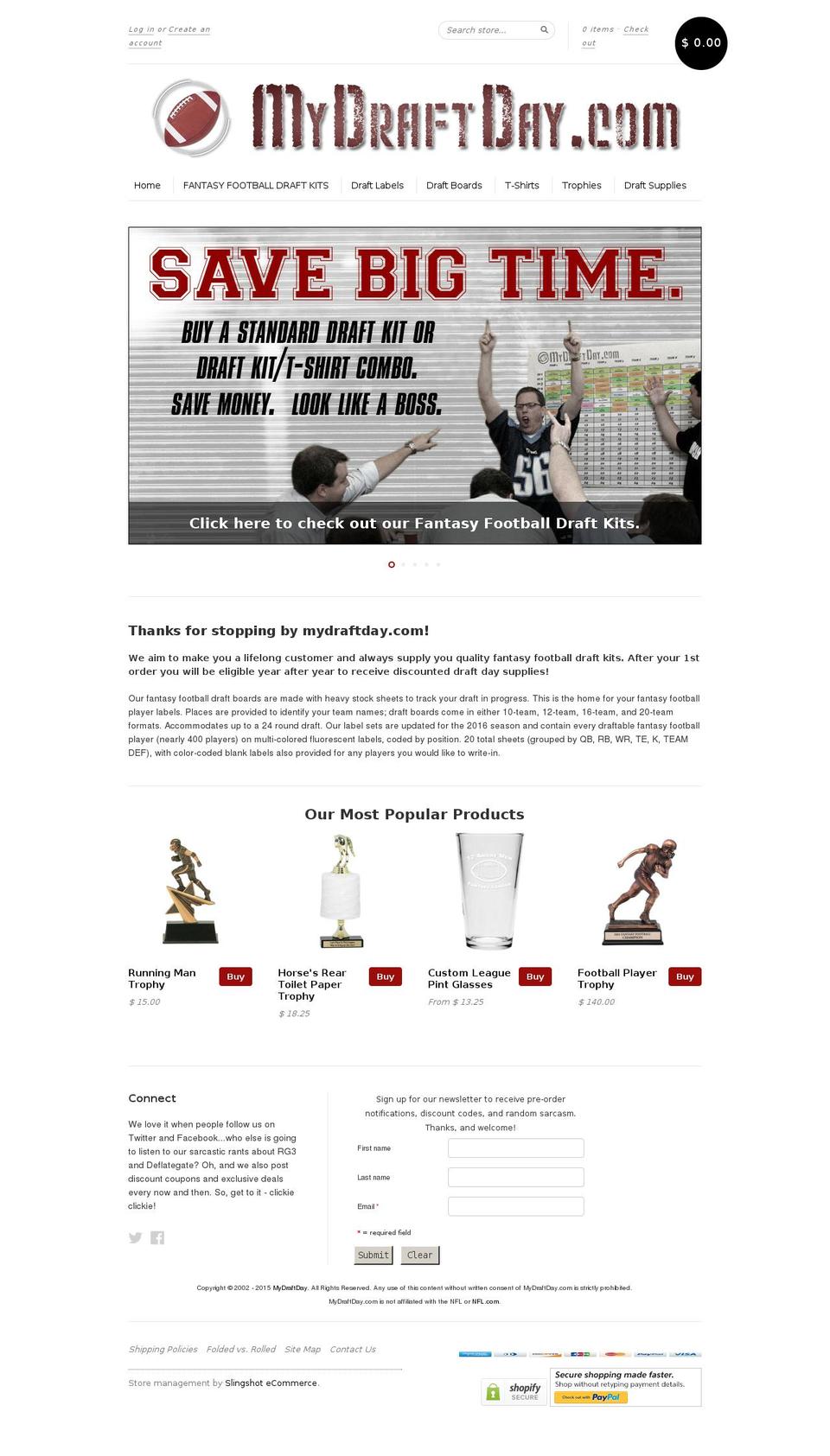new standard Shopify theme site example mydraftday.com