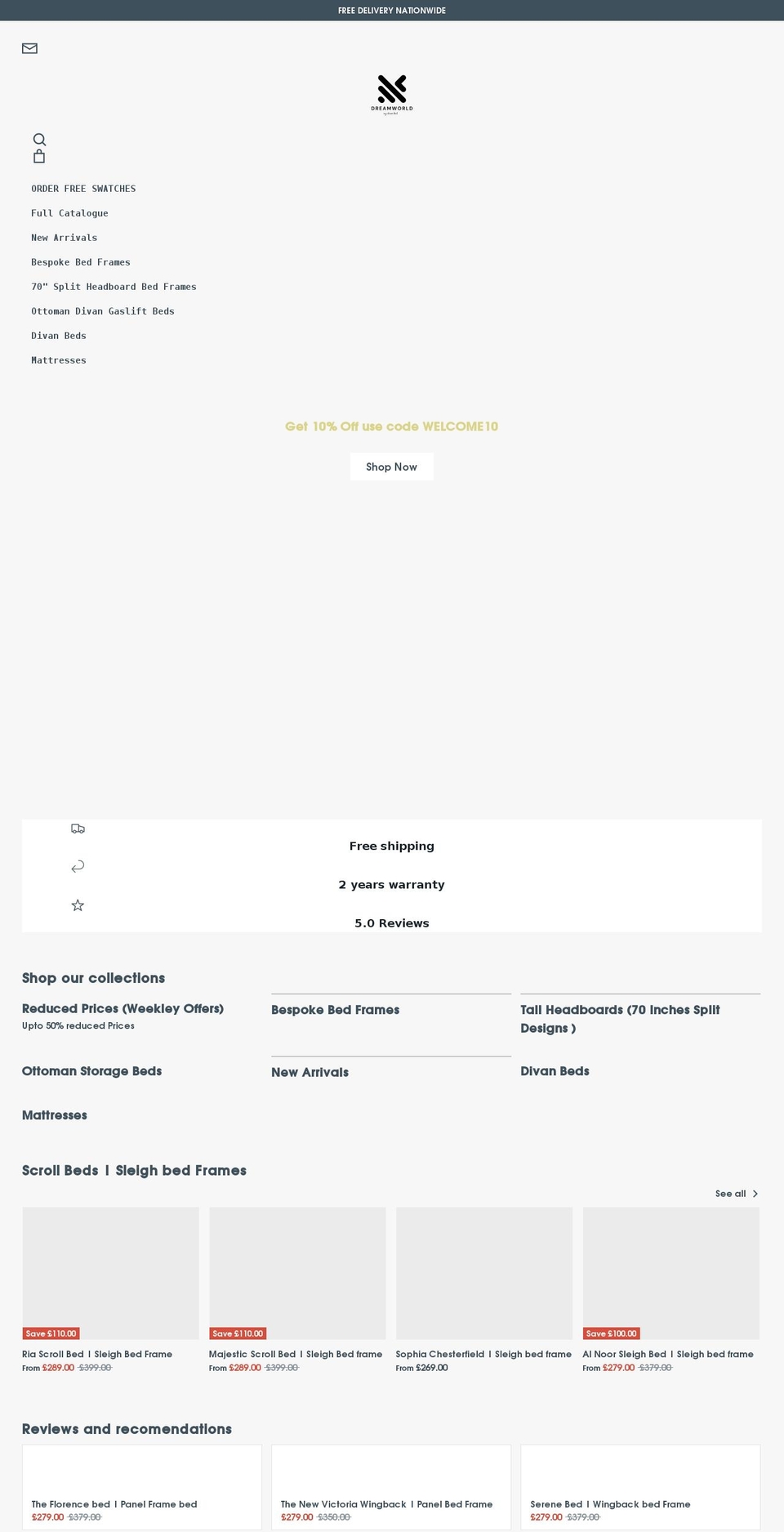 mydreambed.co.uk shopify website screenshot