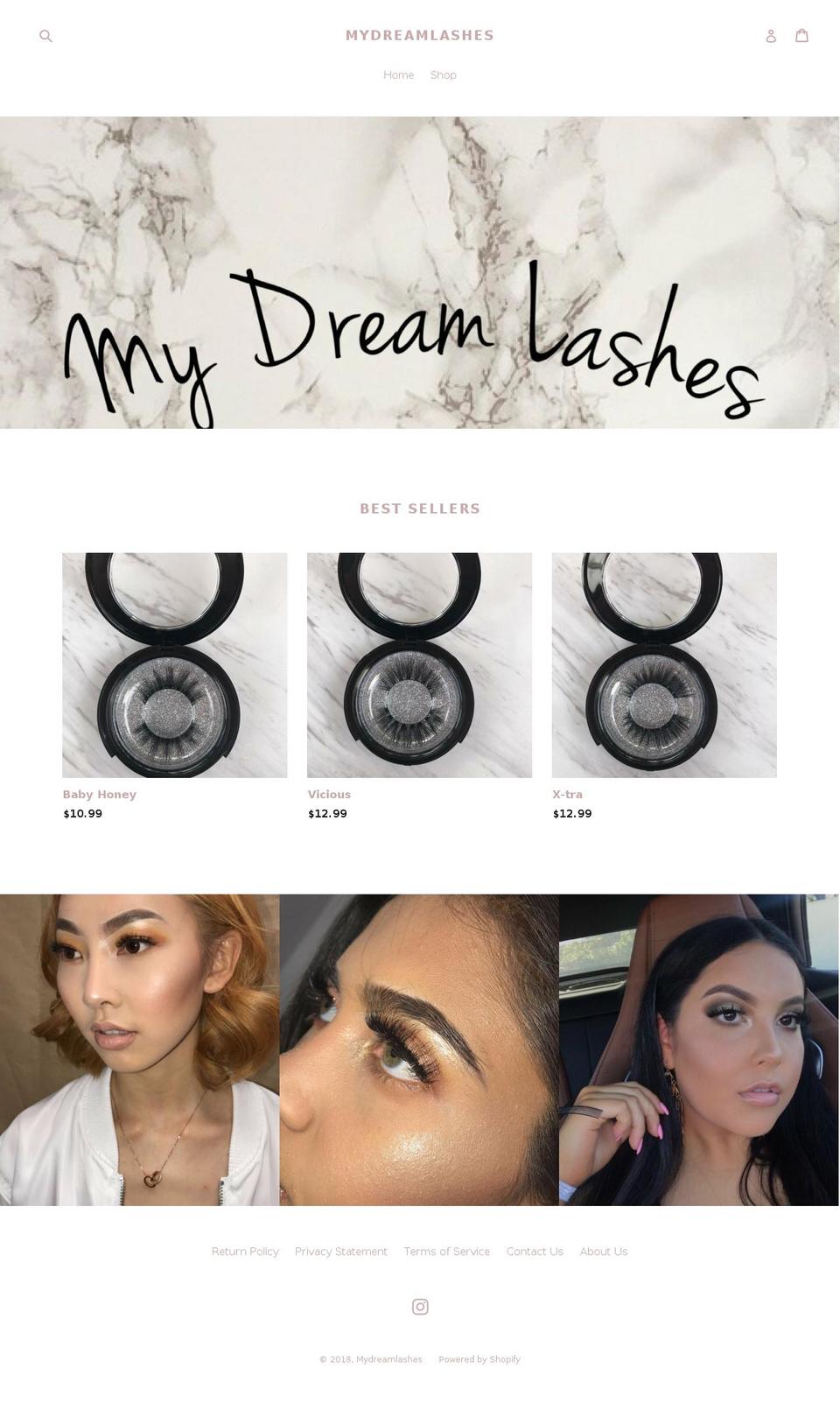 mydreamlashes.com — Shopify storefront screenshot