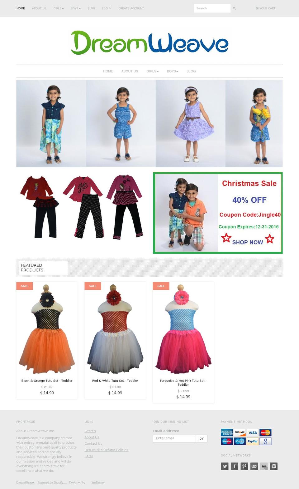mydreamweave.com shopify website screenshot
