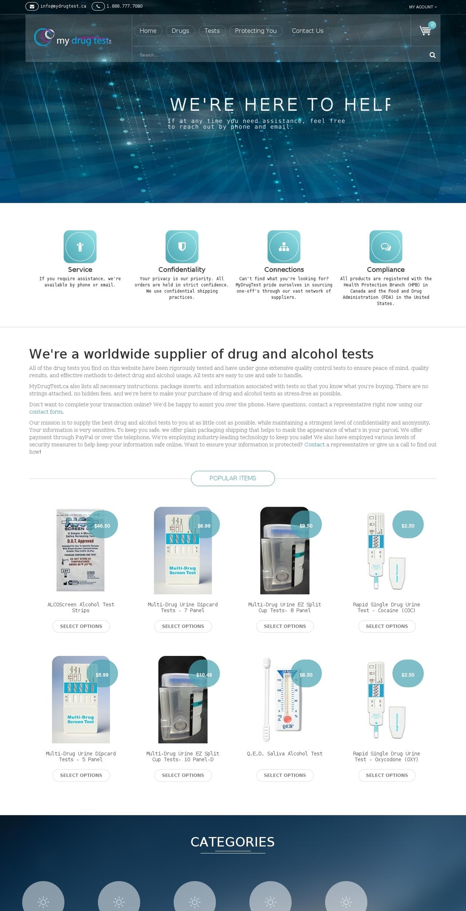 mydrugtest.ca shopify website screenshot