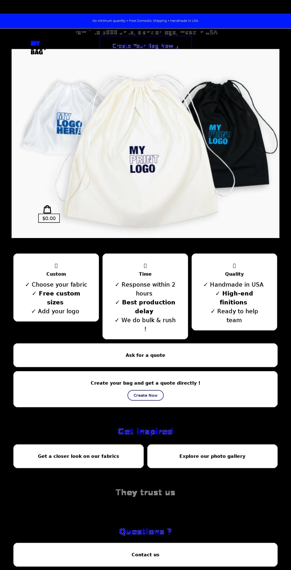 mydustbag.com shopify website screenshot