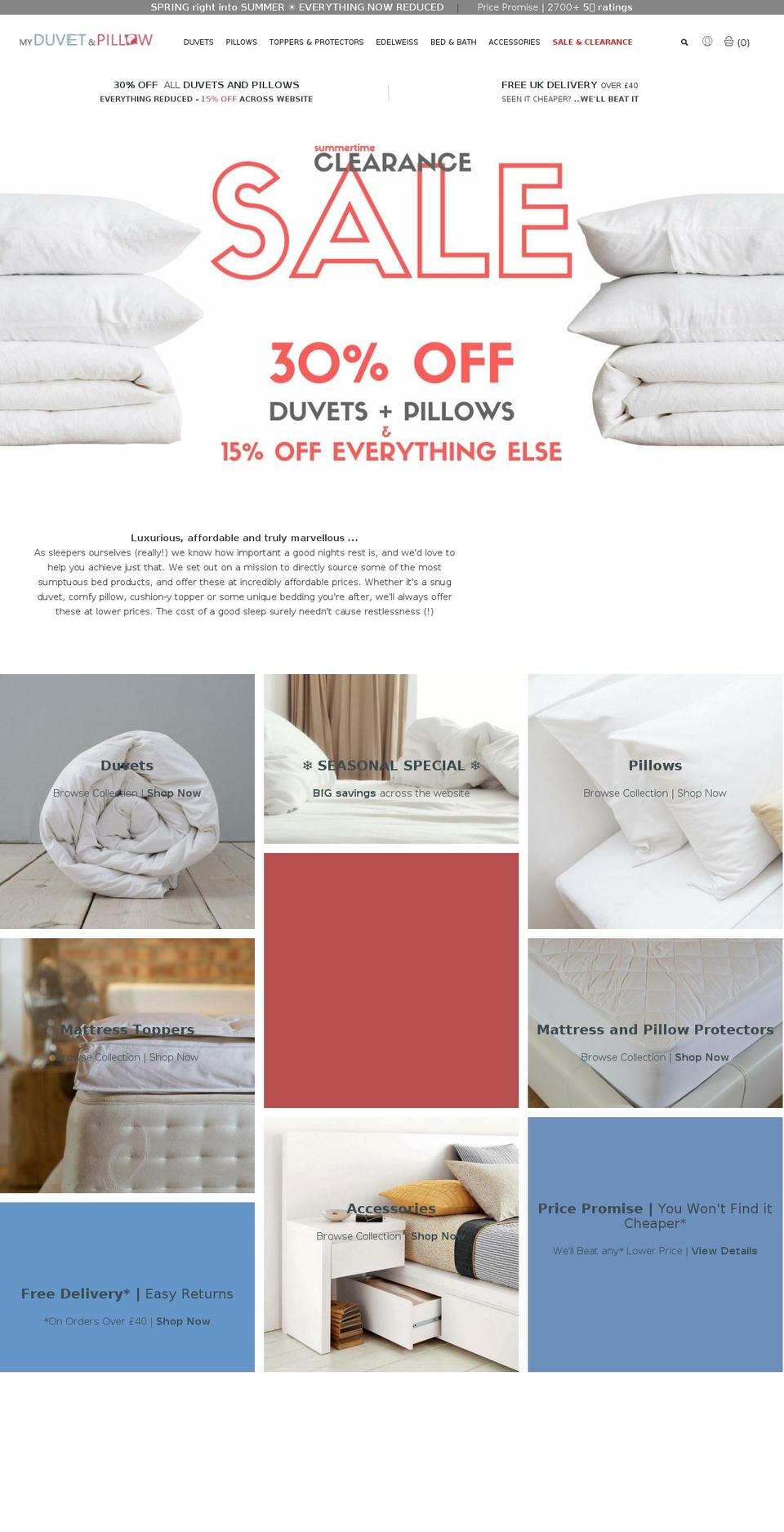 myduvetandpillow.com — Shopify storefront screenshot