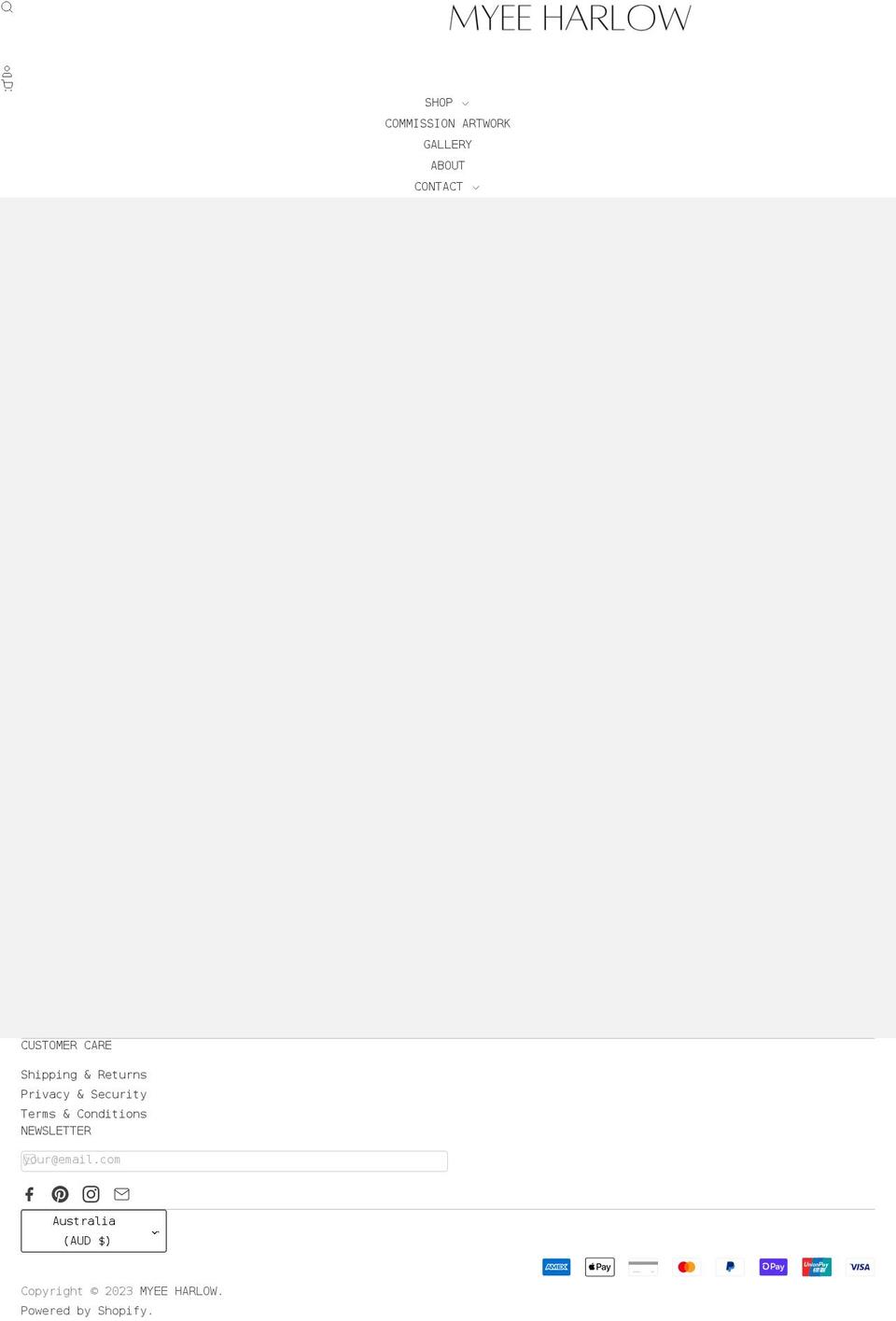 myeeharlow.com.au shopify website screenshot