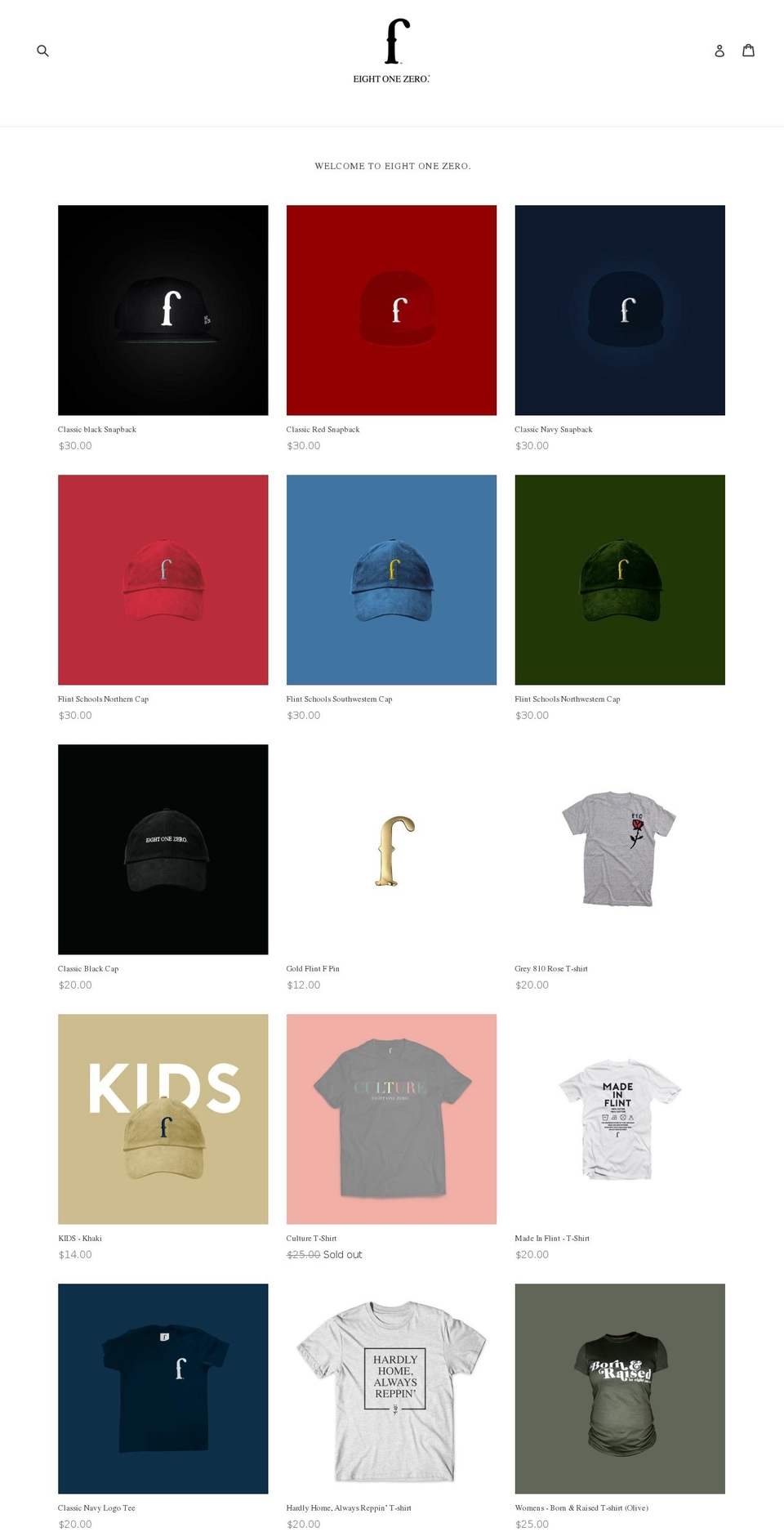 myeightonezero.com shopify website screenshot