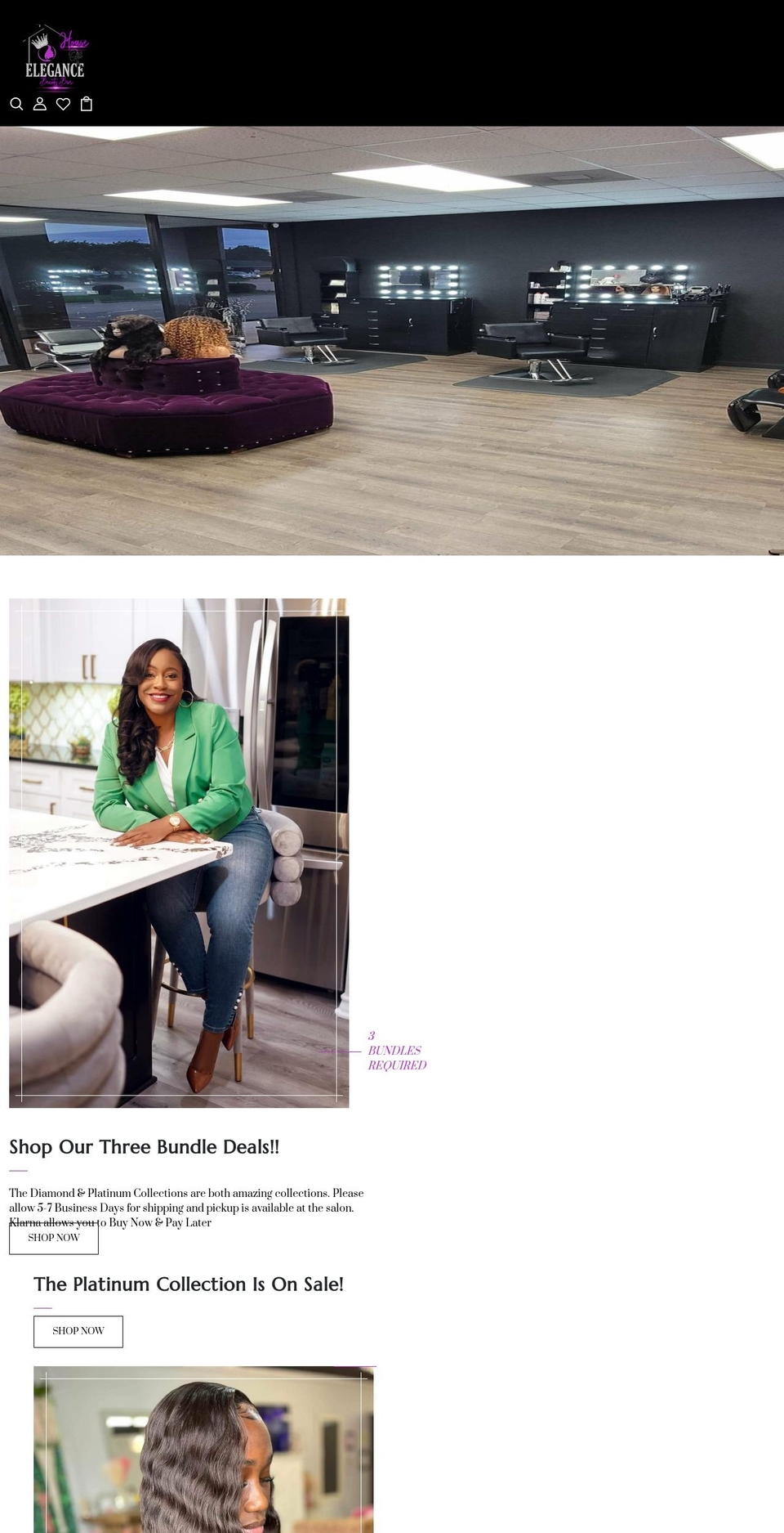 myelegantbundles.com shopify website screenshot