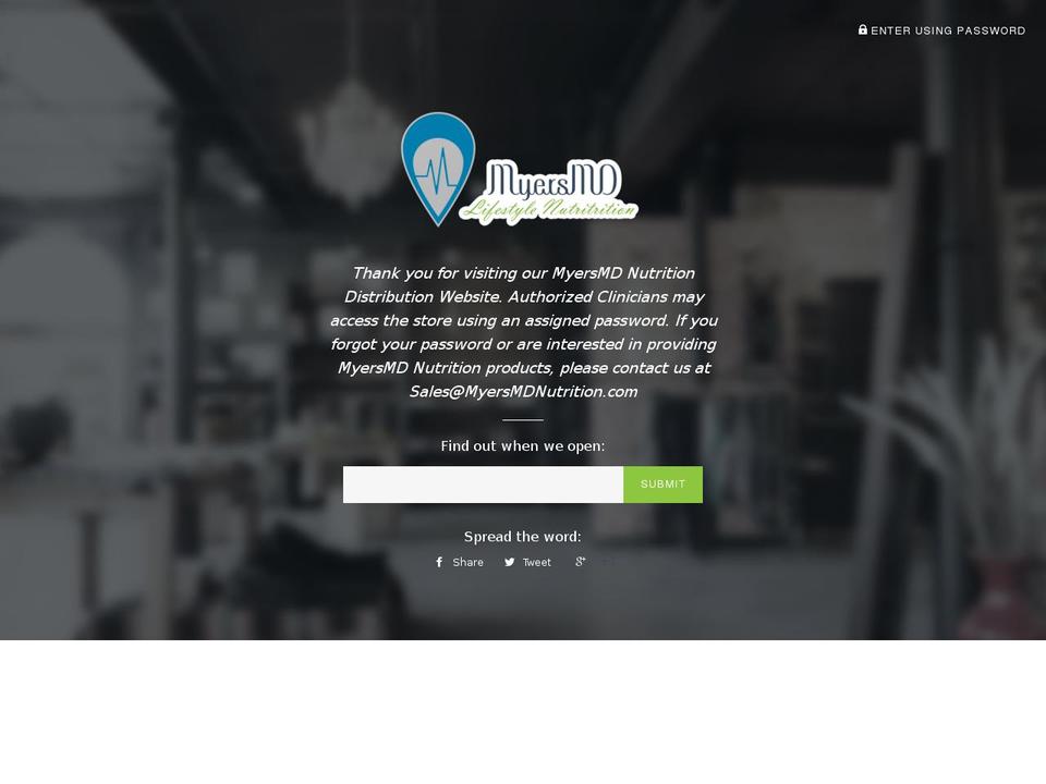 myersmdnutrition.com shopify website screenshot