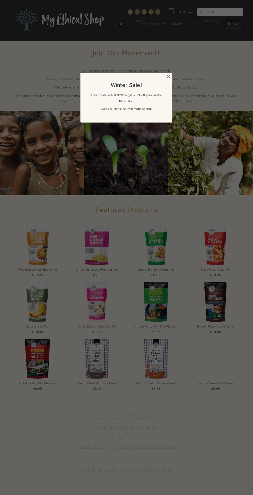 myethicalshop.org shopify website screenshot
