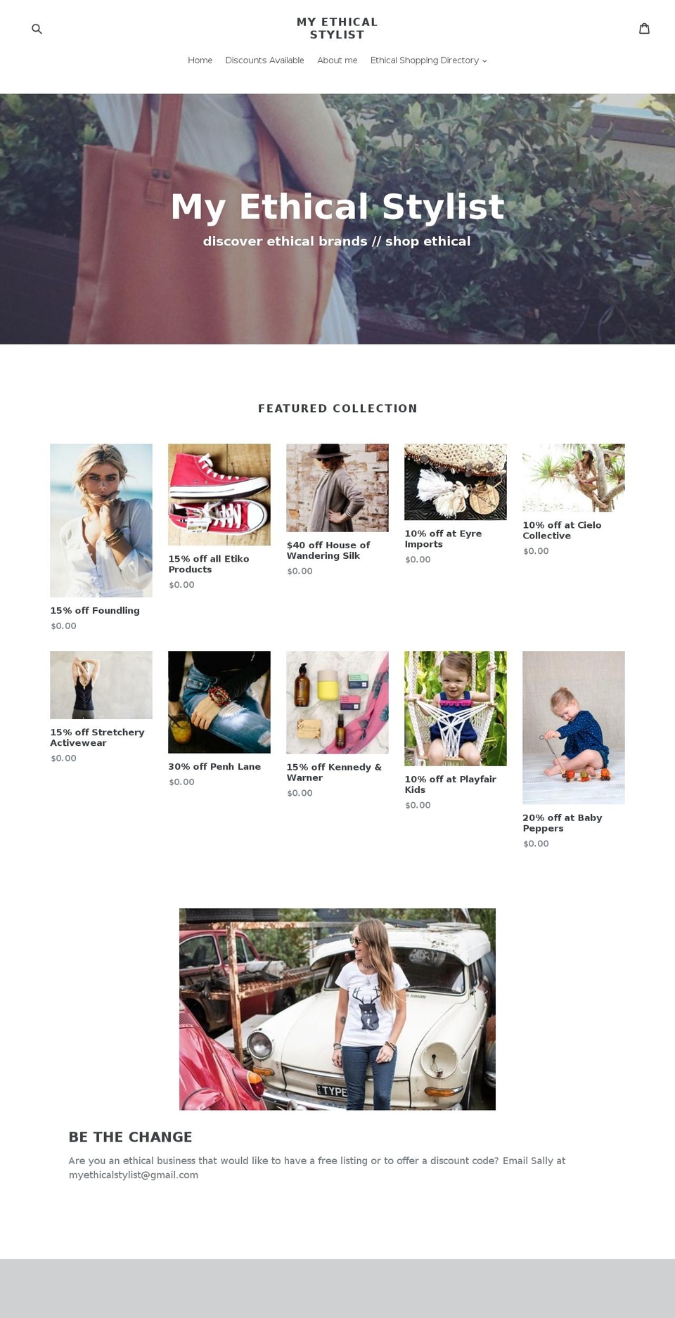 myethicalstylist.com shopify website screenshot