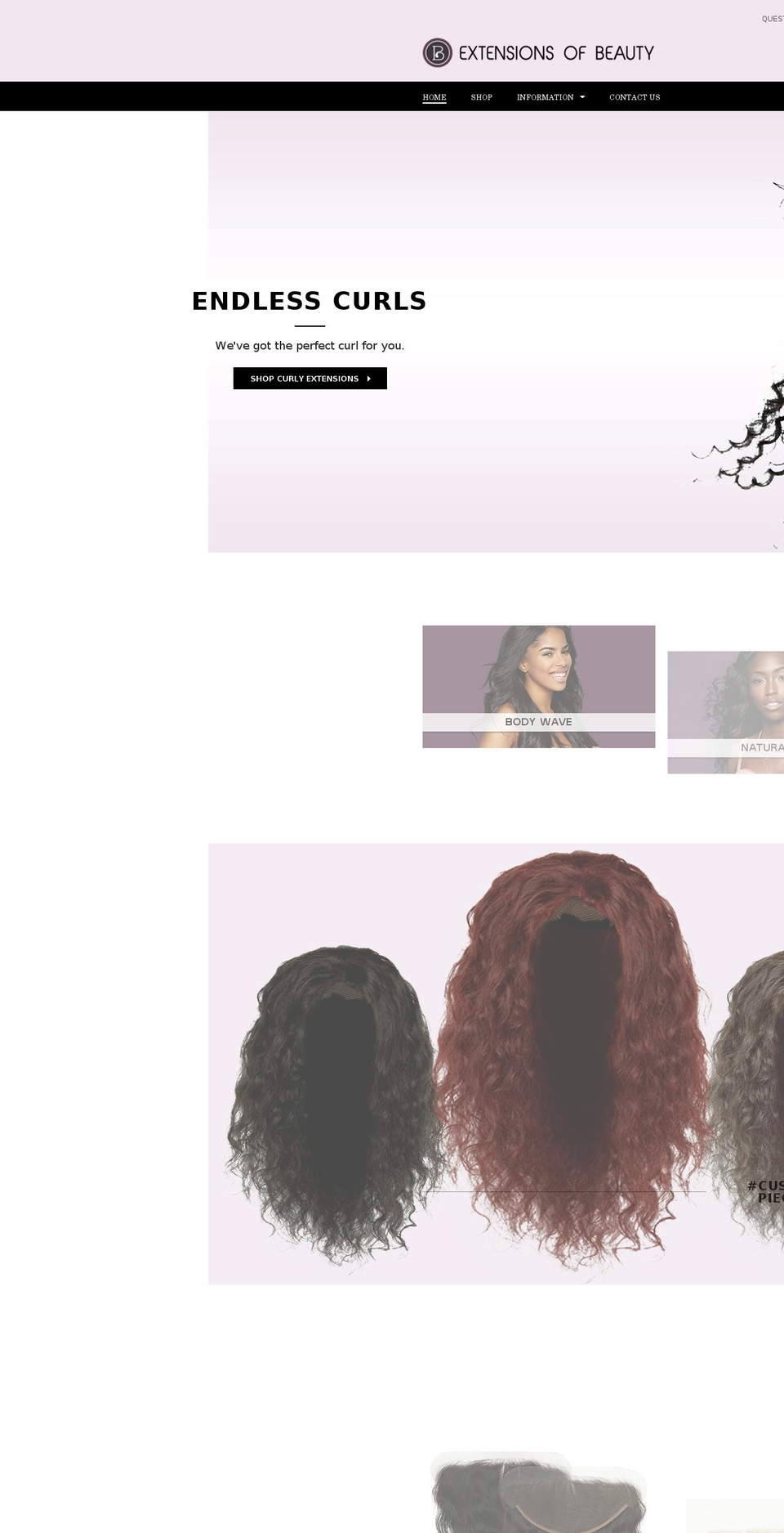 myextensionsofbeauty.com shopify website screenshot