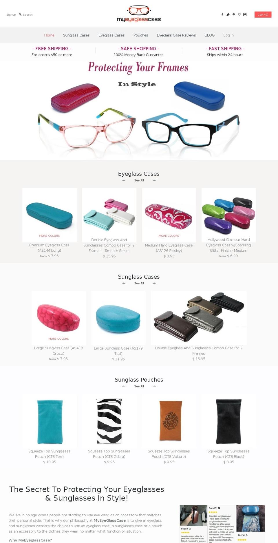 myeyeglasscase.com shopify website screenshot