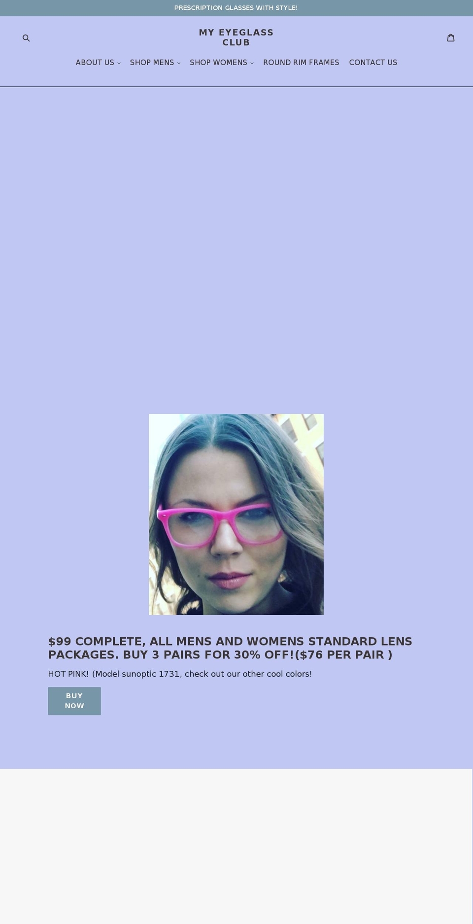 myeyeglassclub.com — Shopify storefront screenshot