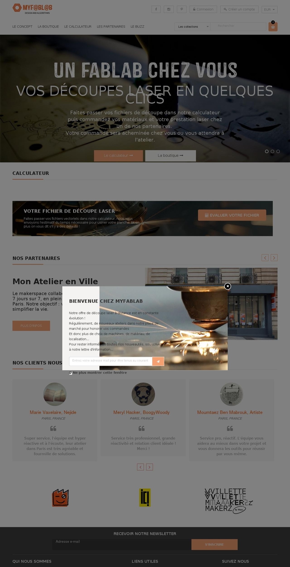 myfablab.fr shopify website screenshot