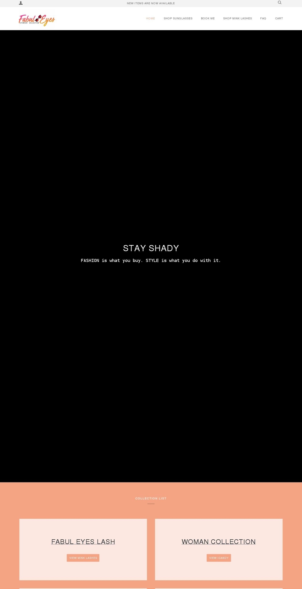 myfabuleyes.com — Shopify storefront screenshot