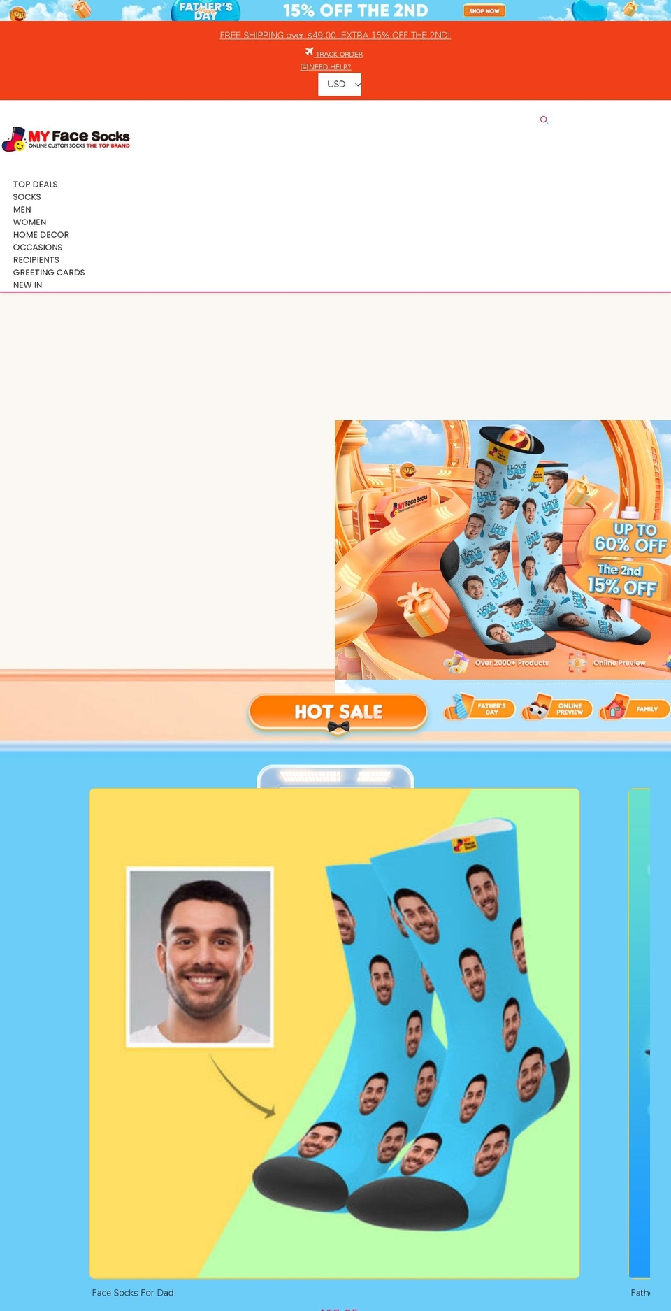 myfacesocks.com shopify website screenshot