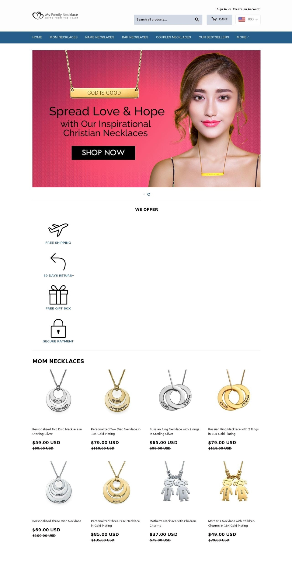 myfamilynecklace.com — Shopify storefront screenshot