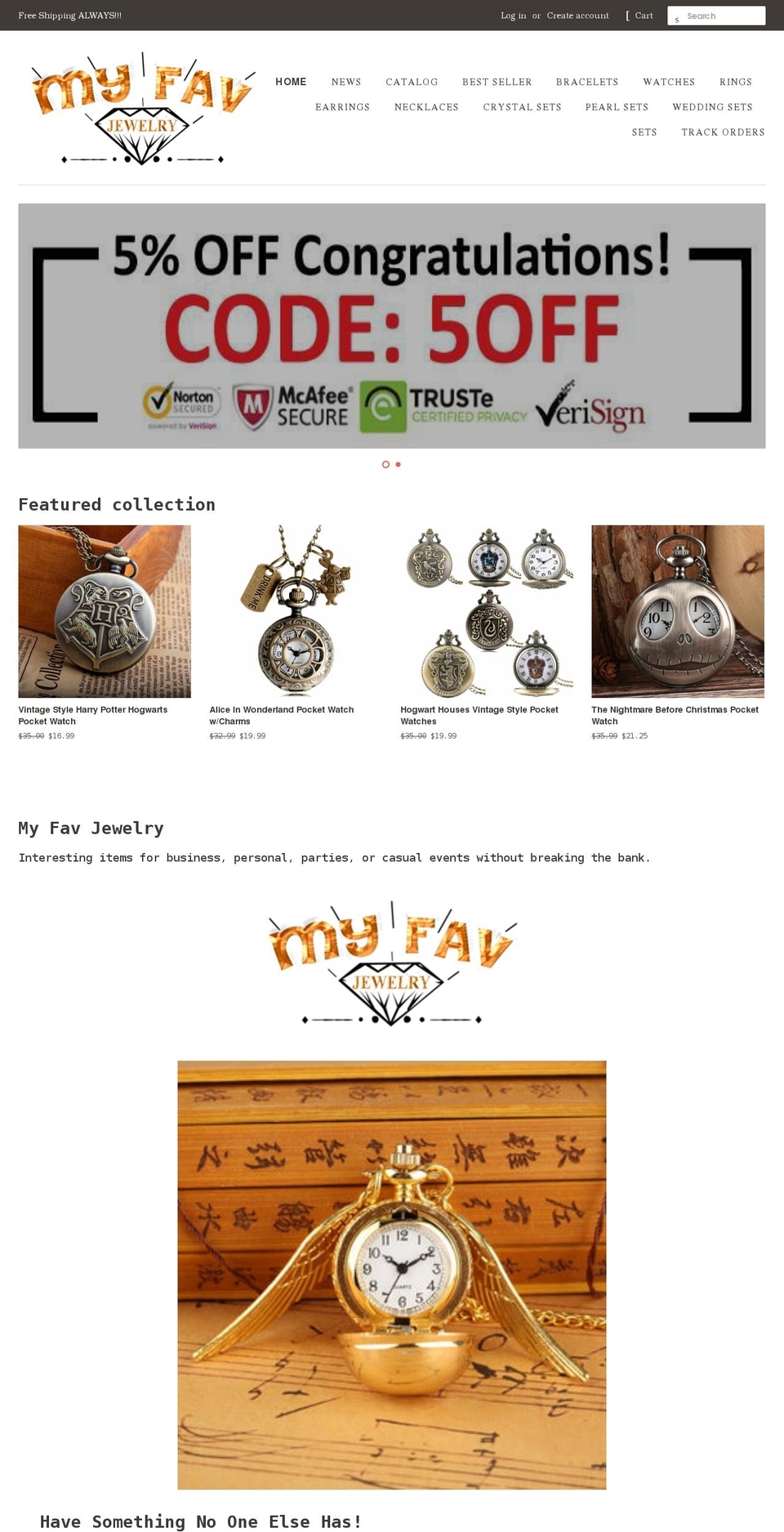 myfavjewelry.net shopify website screenshot