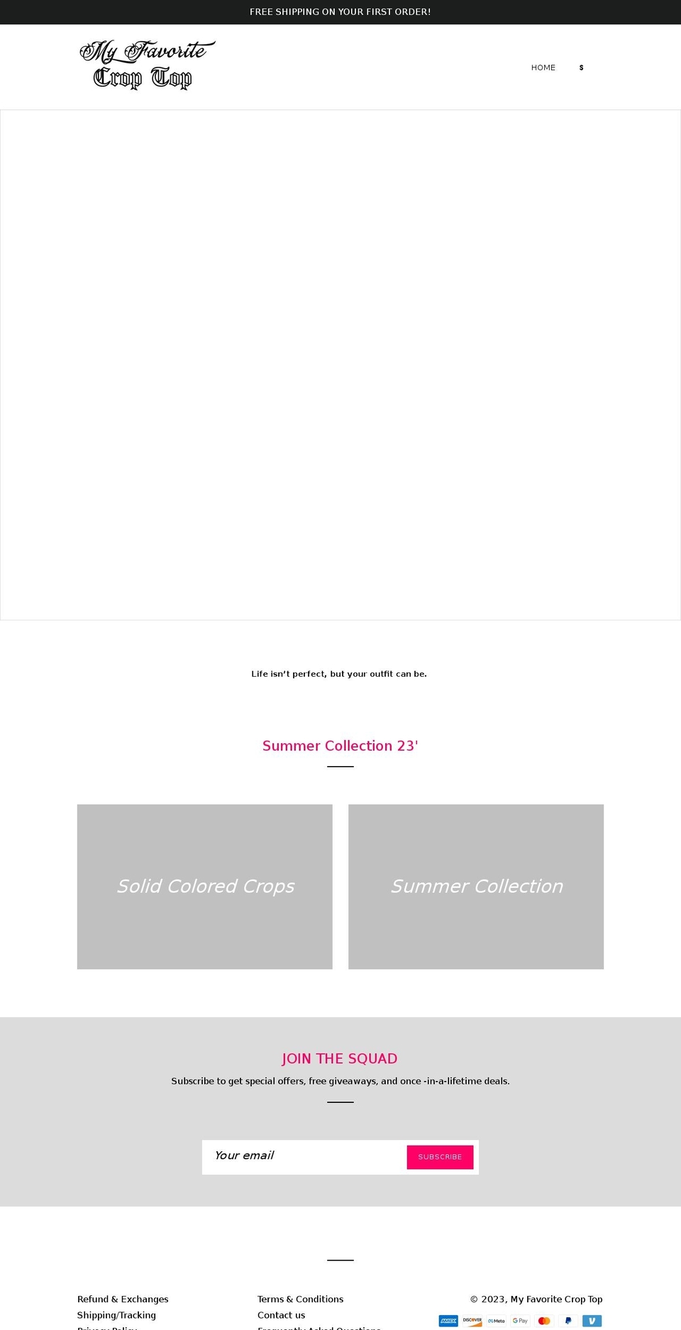 myfavoritecroptop.com shopify website screenshot