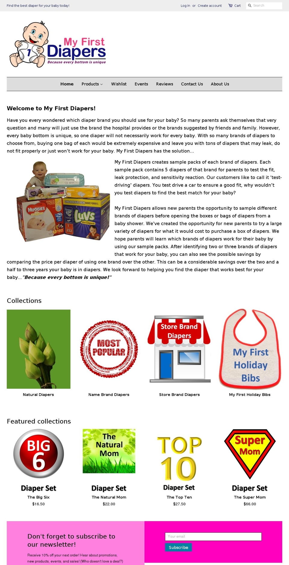 myfirstdiapers.com — Shopify storefront screenshot