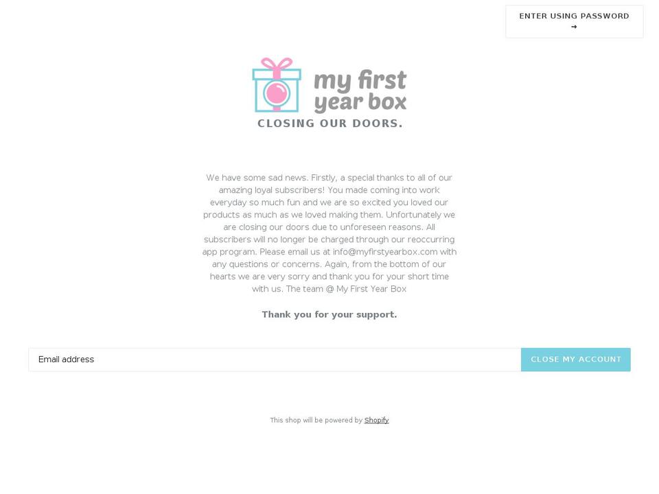 myfirstyearbox.com — Shopify storefront screenshot