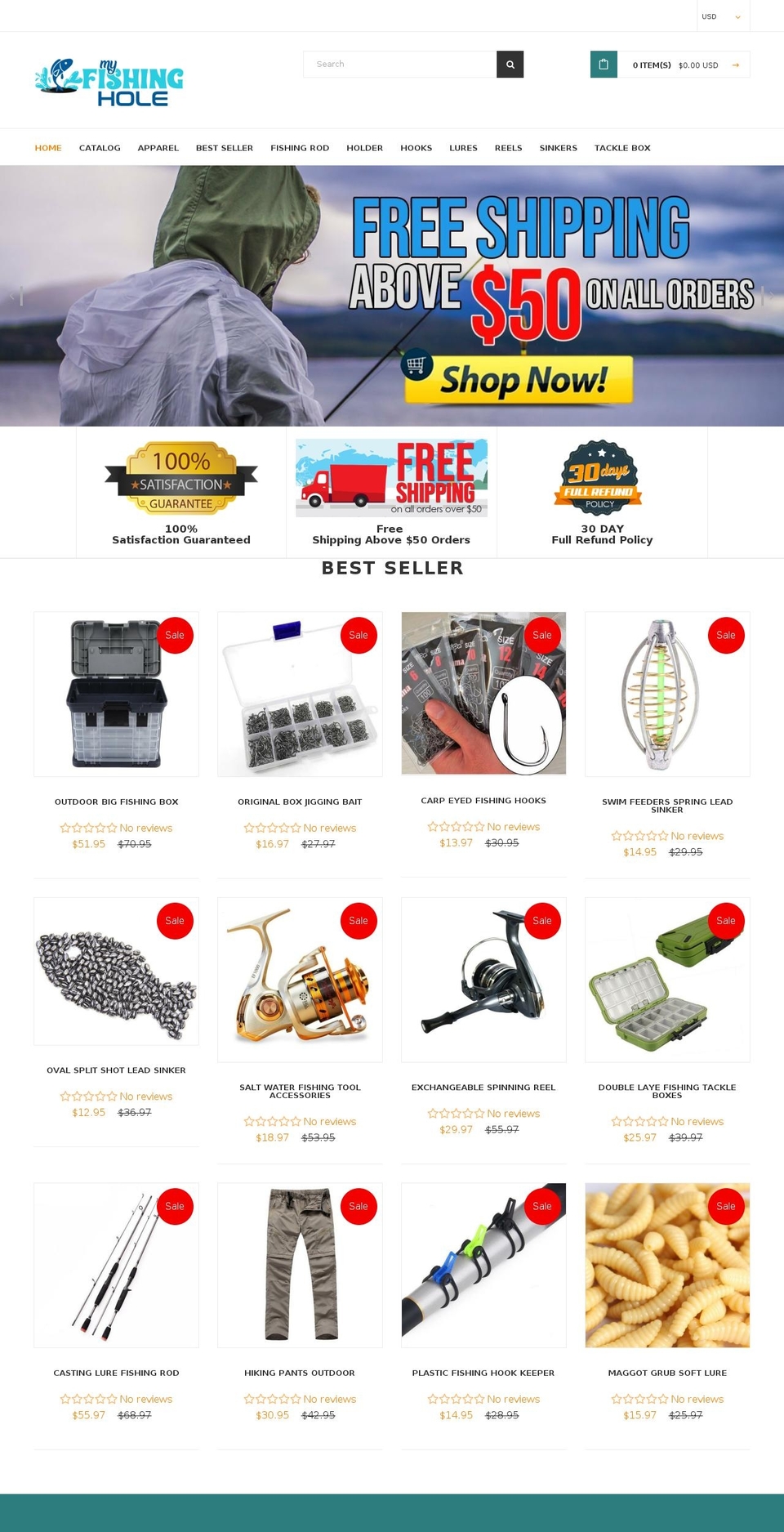 myfishinghole.com shopify website screenshot