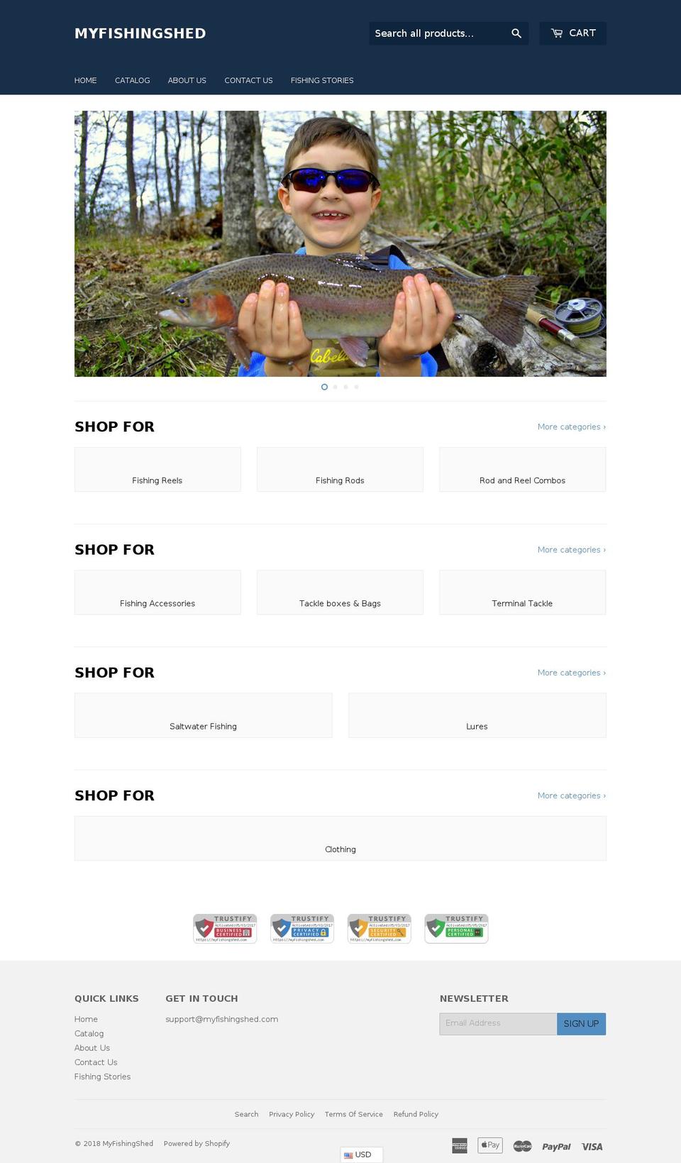 myfishingshed.com — Shopify storefront screenshot