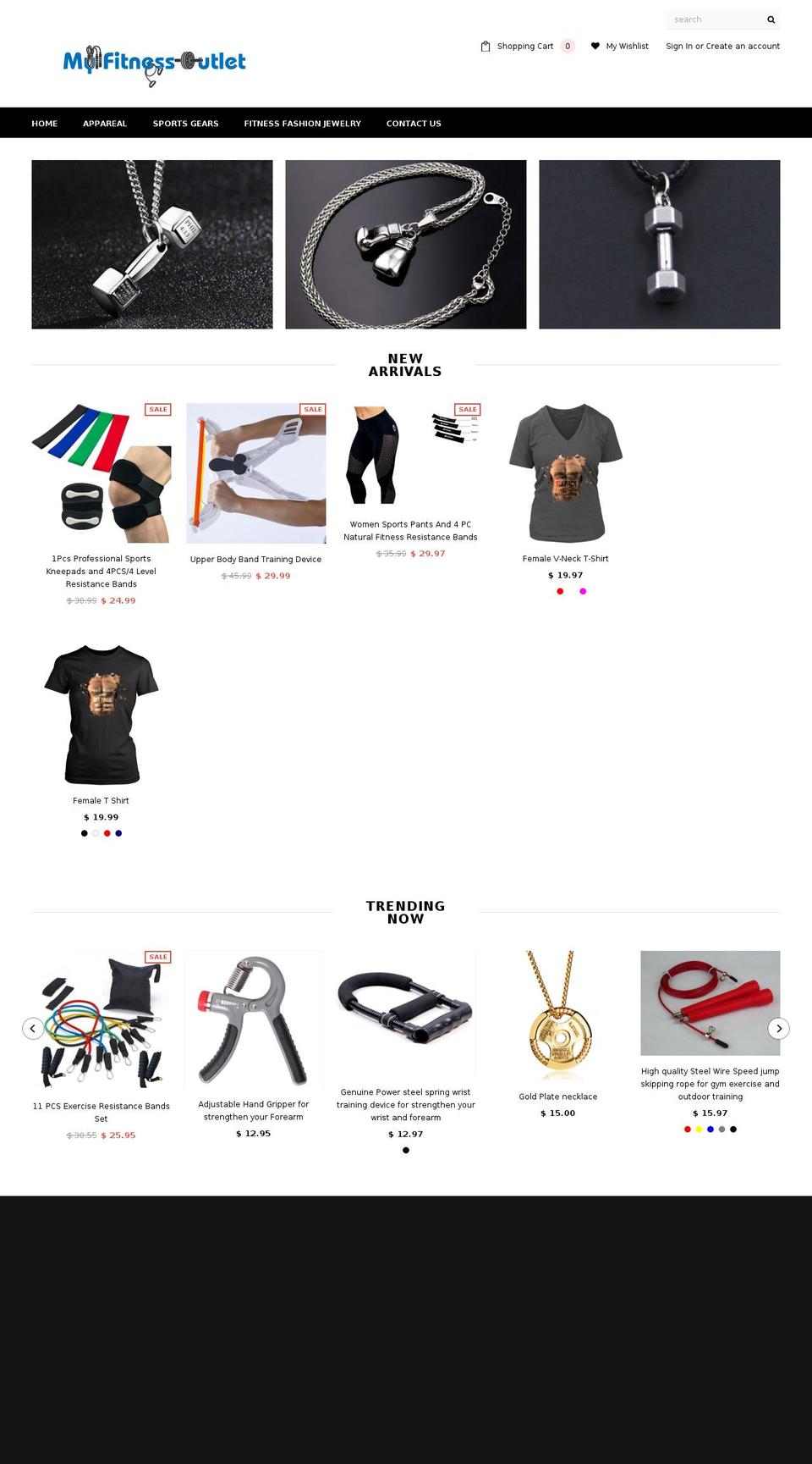 myfitnessoutletstore.com — Shopify storefront screenshot
