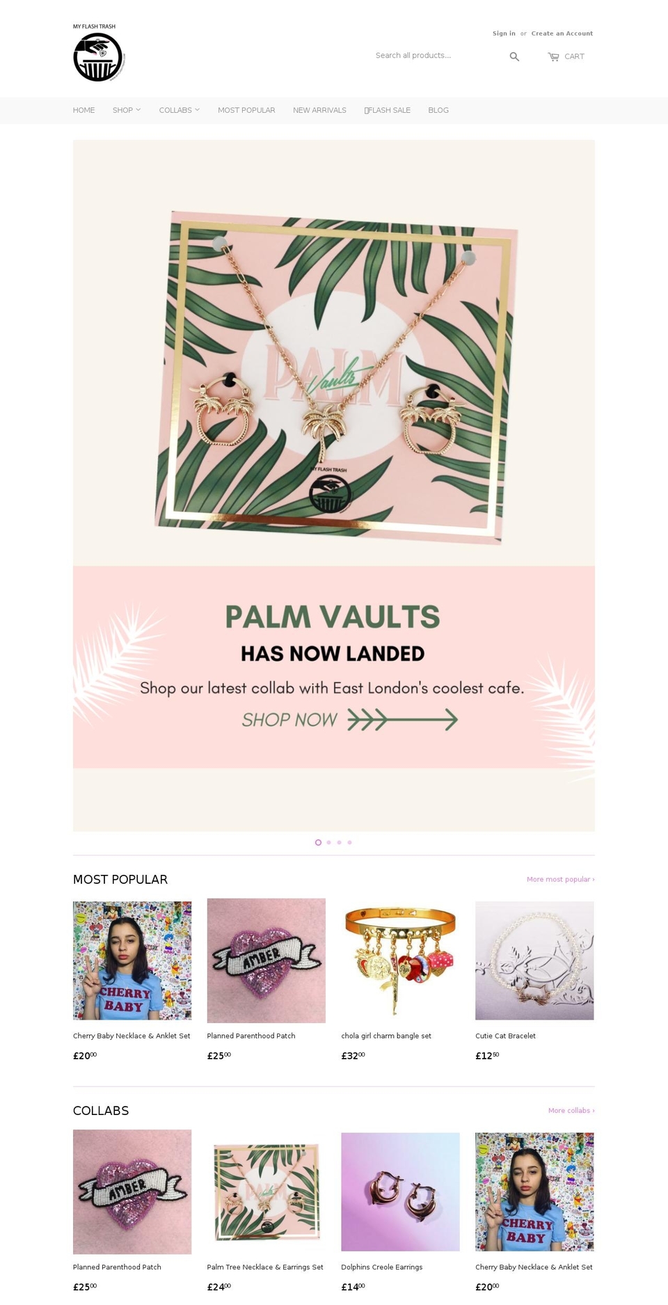 myflashtrashstore.com shopify website screenshot