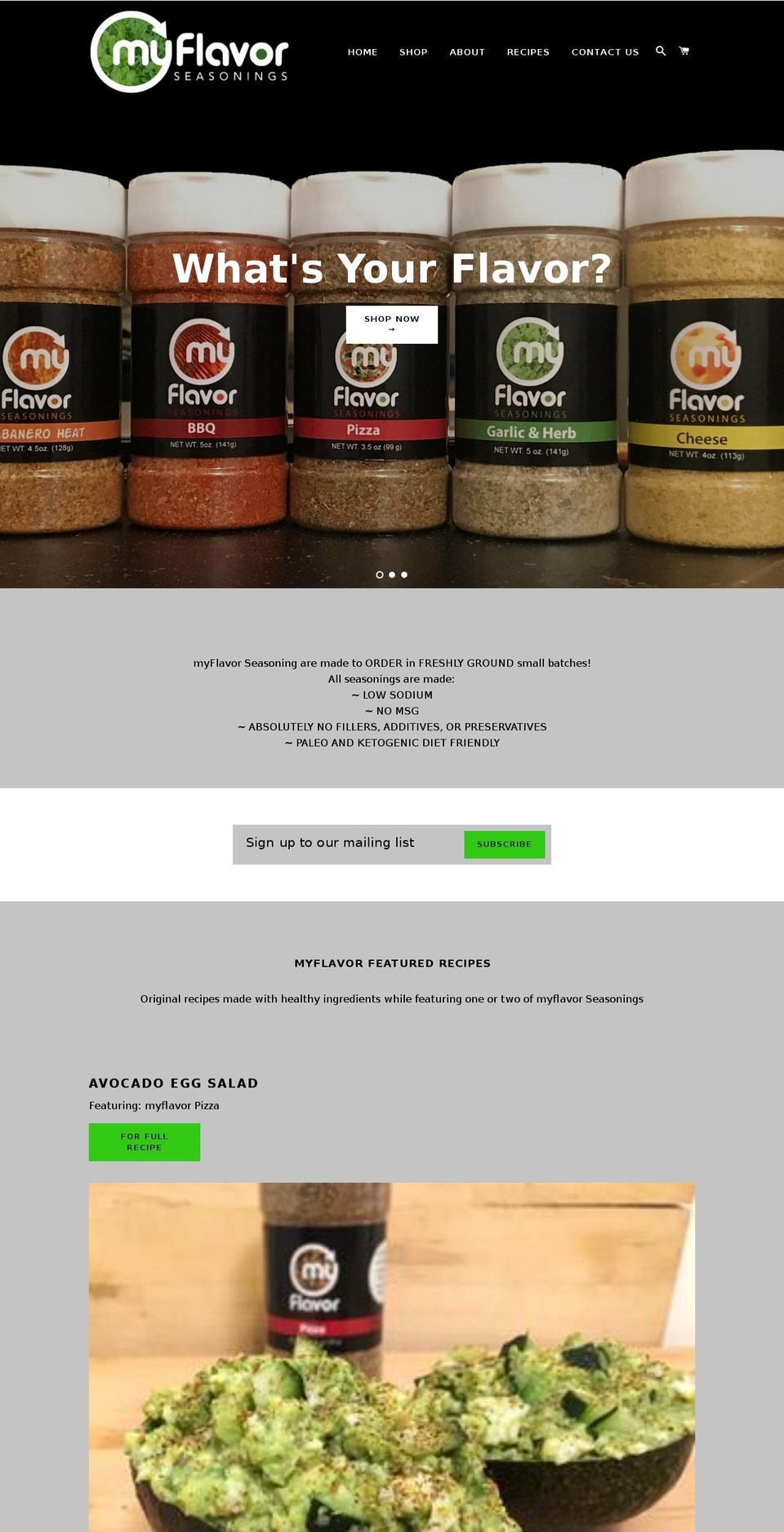 myflavorseasonings.com — Shopify storefront screenshot