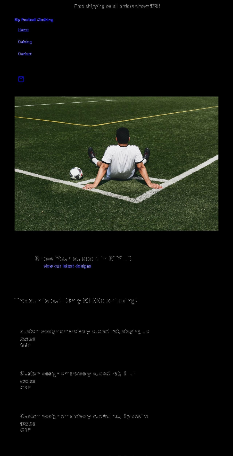 myfootballclothing.com shopify website screenshot