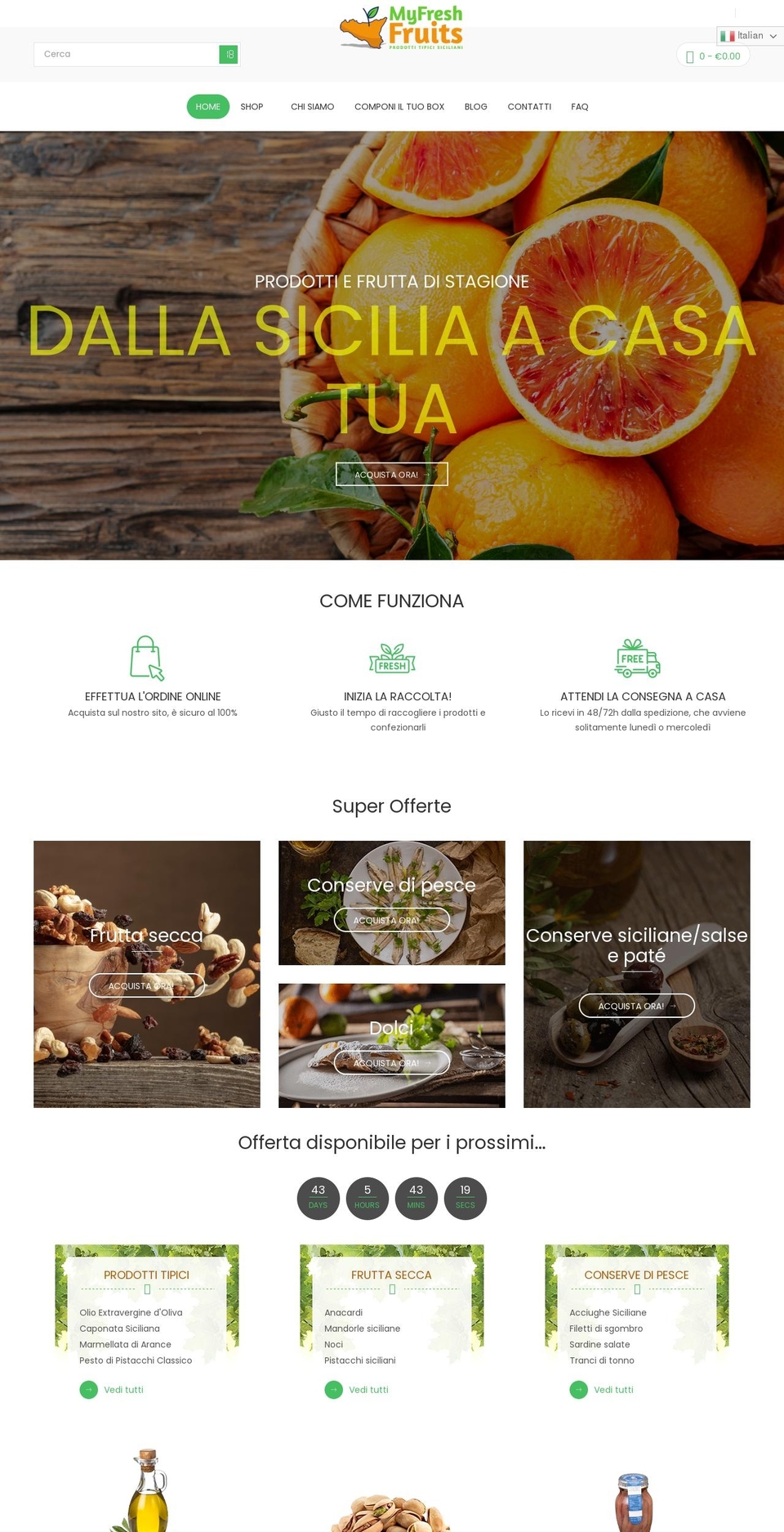 Fruit home Shopify theme site example myfreshfruits.it