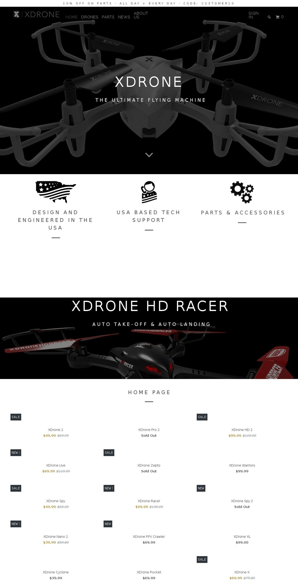 XDrone V1 Shopify theme site example myfunkyplanet.com