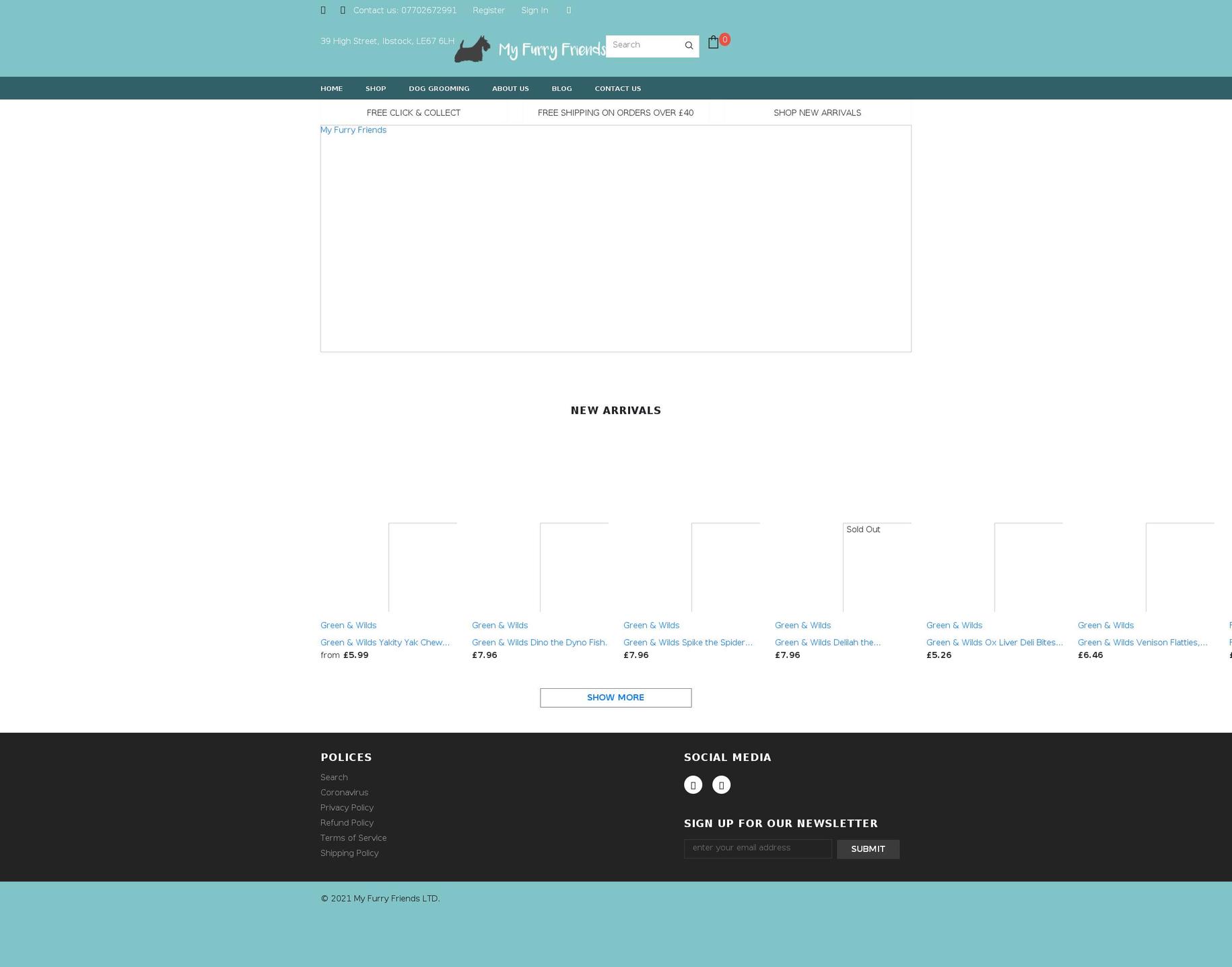 myfurryfriends.co.uk shopify website screenshot