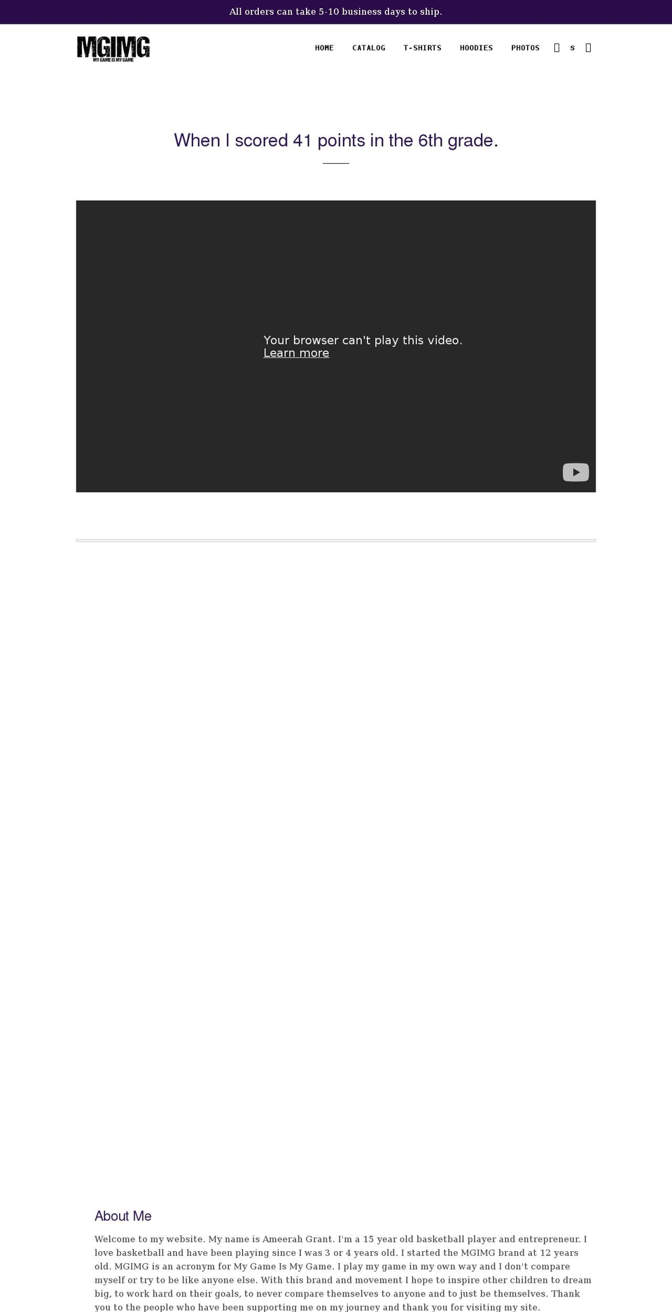 mygameismygame.com shopify website screenshot