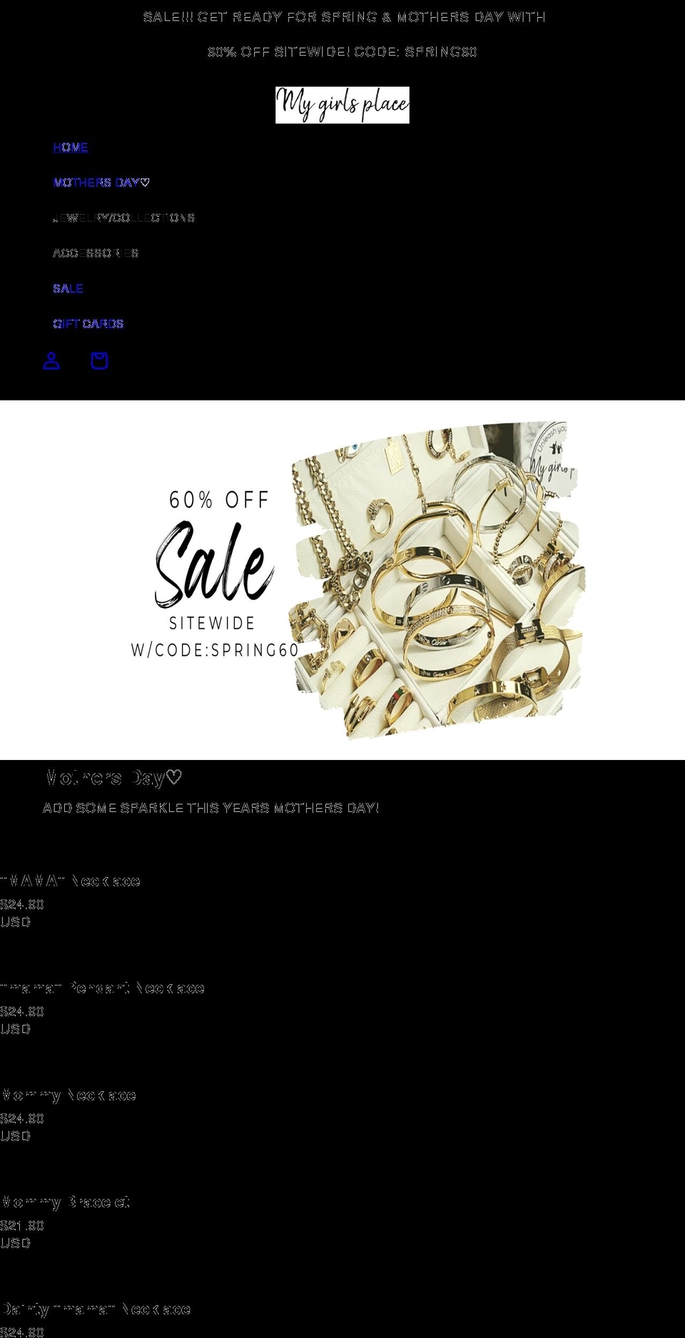 mygirlsplace.com shopify website screenshot