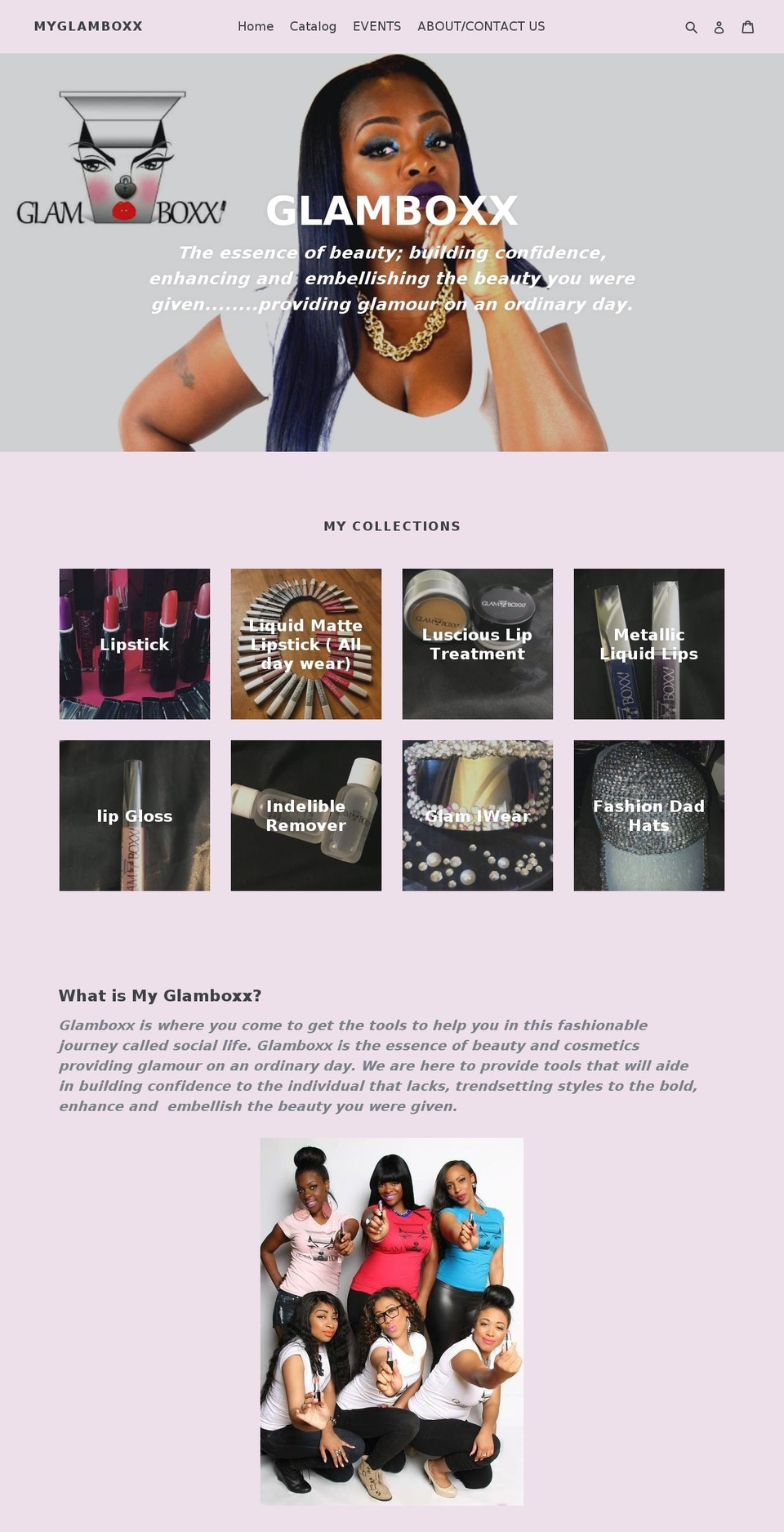 myglamboxx.com — Shopify storefront screenshot