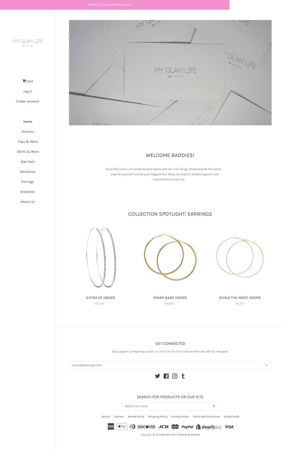myglamlifeshop.com — Shopify storefront screenshot