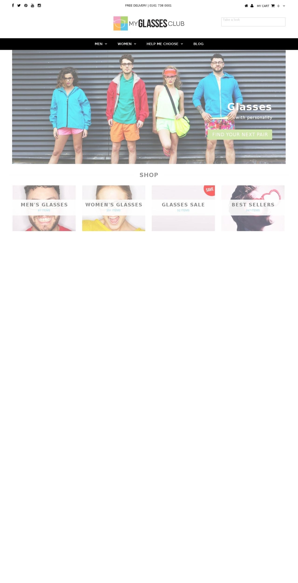 myglassesclub.com shopify website screenshot
