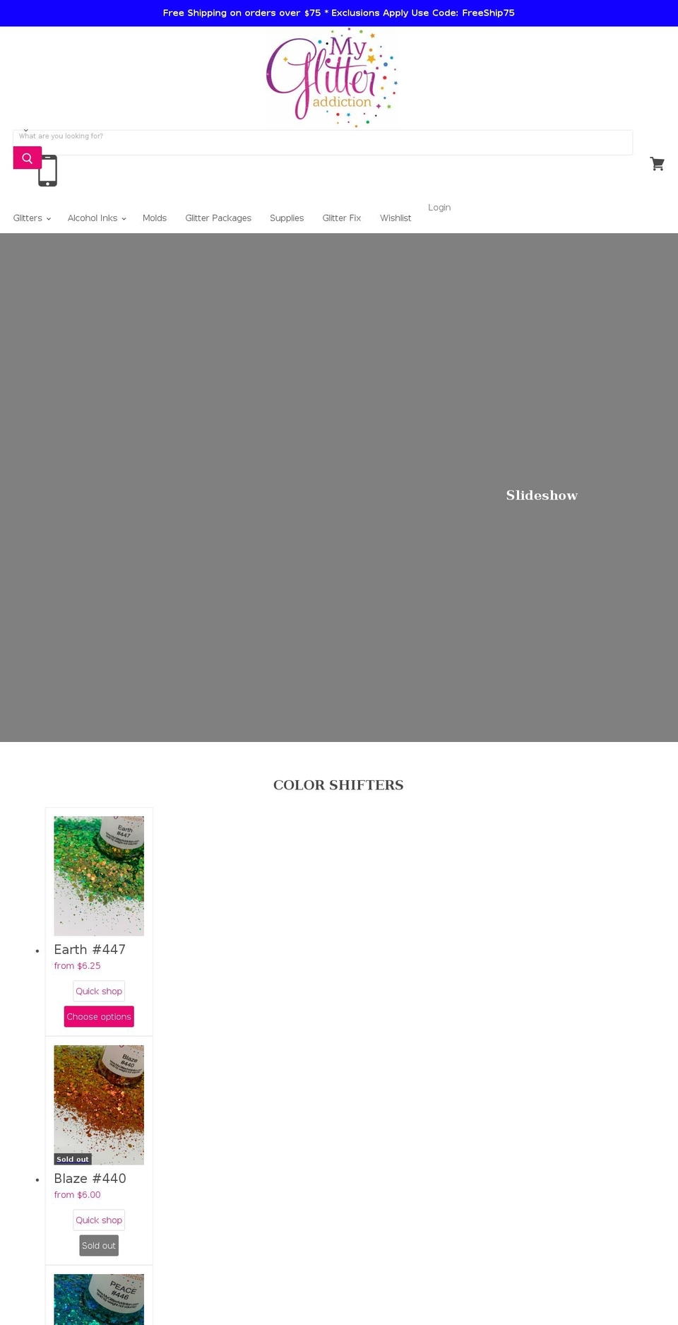 myglitteraddiction.com shopify website screenshot