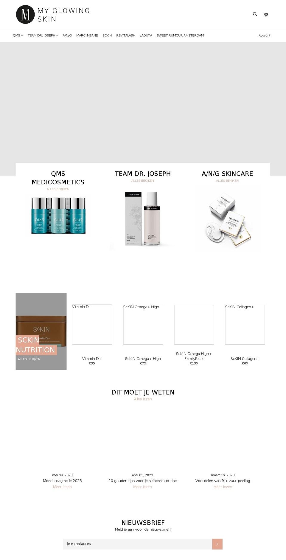 myglowingskin.nl shopify website screenshot