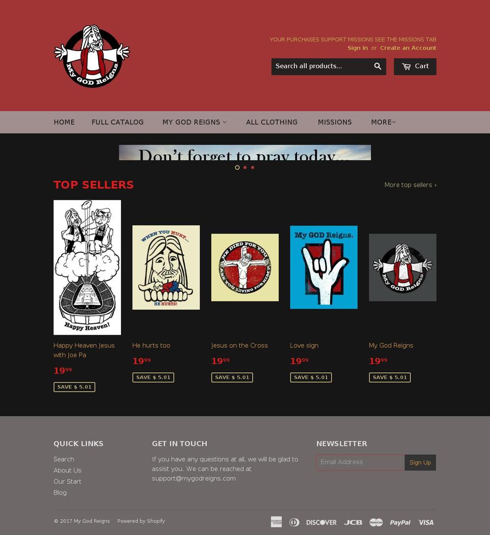 mygodreigns.com shopify website screenshot
