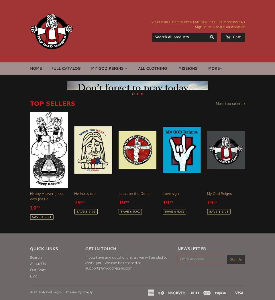 mygodreigns.net shopify website screenshot