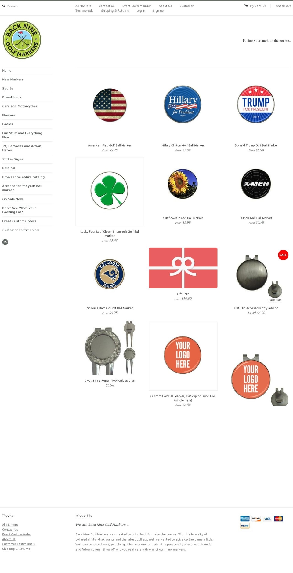 mygolfmarkers.com — Shopify storefront screenshot