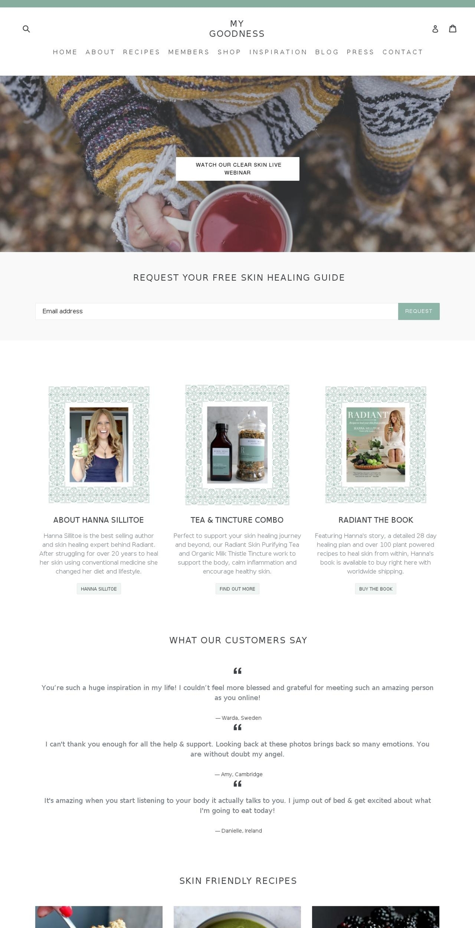 mygoodnessrecipes.com — Shopify storefront screenshot