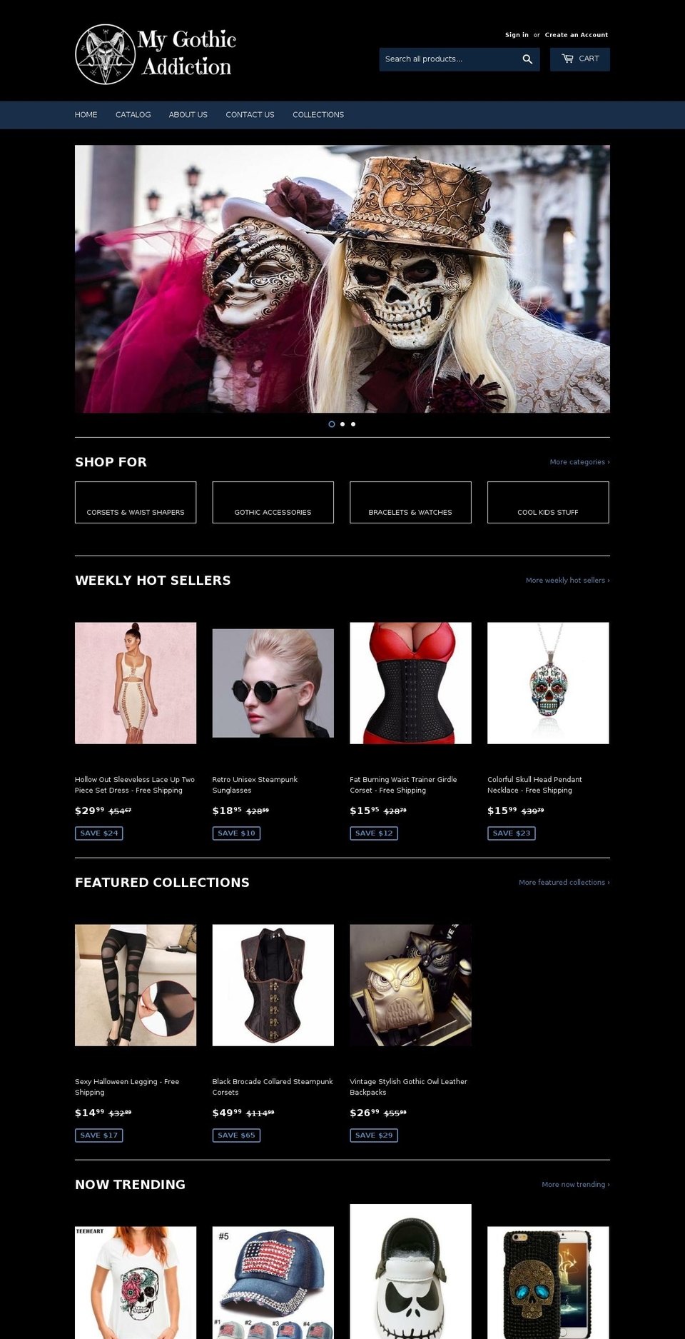 mygothicaddiction.com — Shopify storefront screenshot