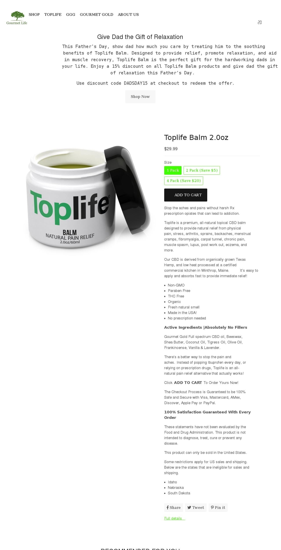 mygourmetlife.com shopify website screenshot