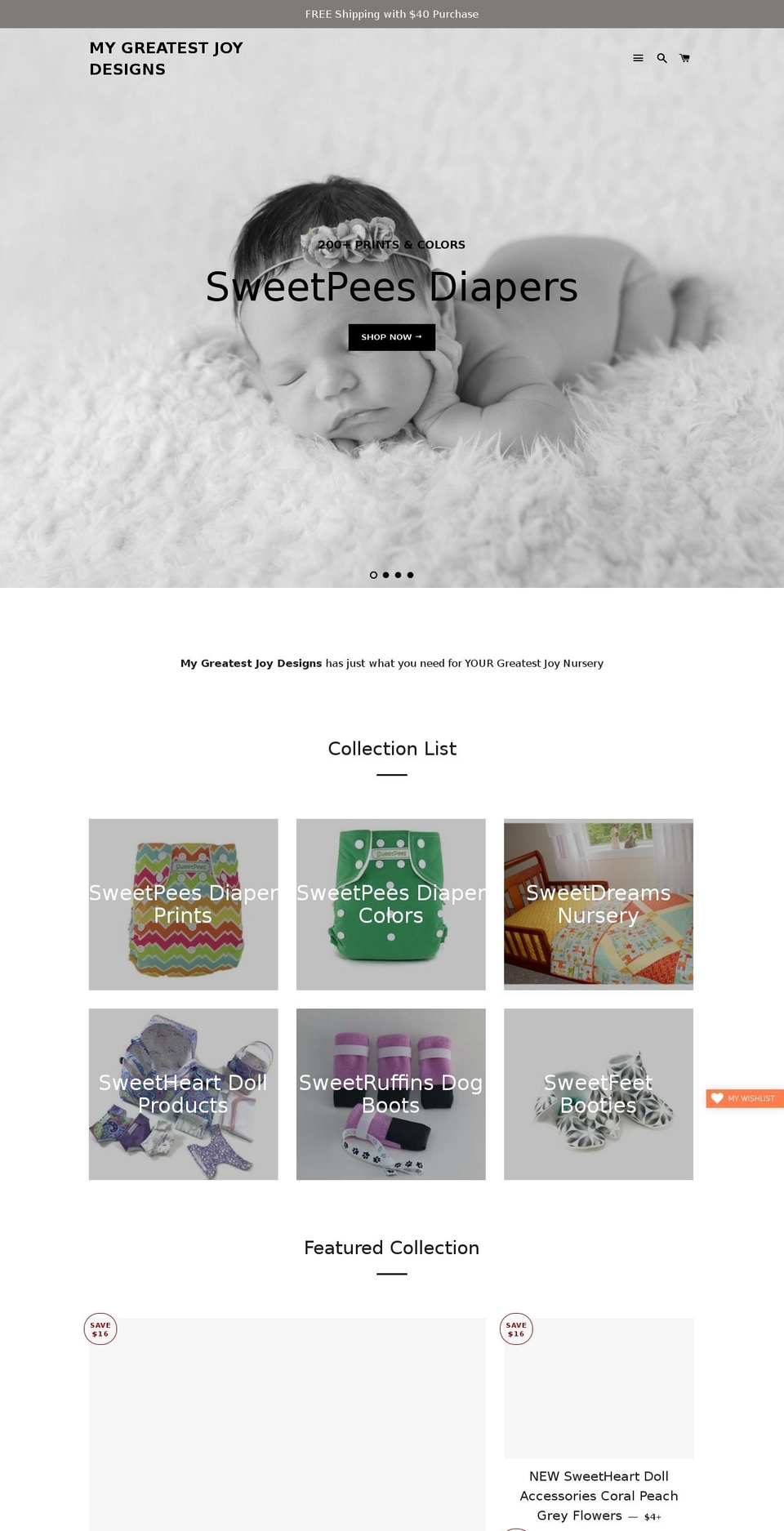 mygreatestjoydesigns.com — Shopify storefront screenshot