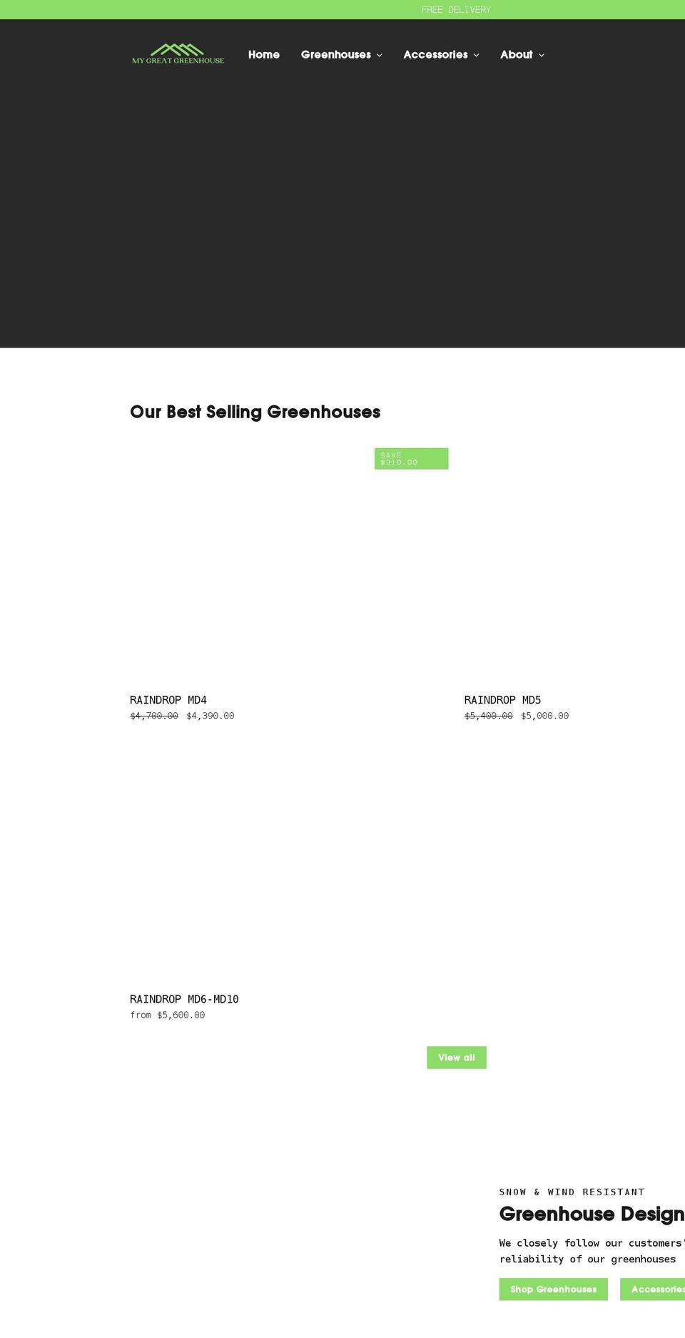 mygreatgreenhouse.com shopify website screenshot