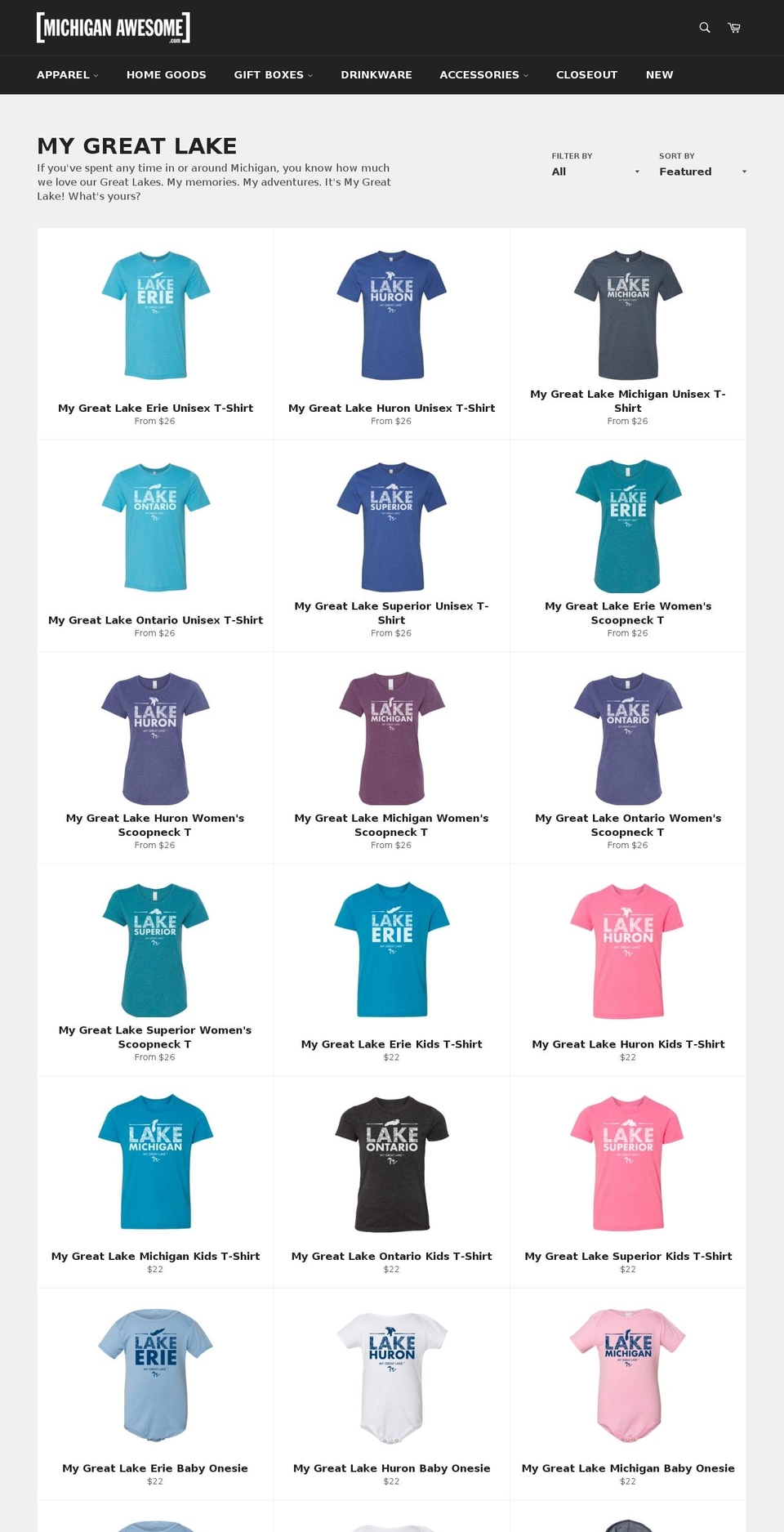 mygreatlake.com — Shopify storefront screenshot